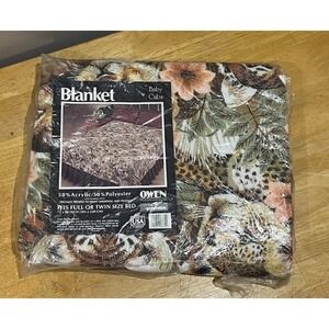 Vtg Owen Full/twin Blanket 72x90" Baby Cubs Tiger Leopard‎ Jungle Safari NOS